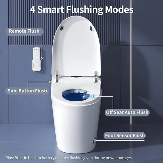 ZAOZUO Smart Toilet with Bidet Built-In, One Piece Toilet with Foot Sensor, Heated Bidet Seat, Dual Flush Remote, Electric Tankless Toilets with 4 Washing Modes, Child Mode, Self-Cleaning Nozzle - ModernBath