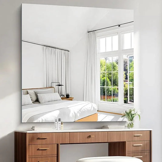 KOCUUY Large Frameless Mirror, 48x48 Inch Square Bathroom Vanity Mirror for Over Sink, Upgraded Shatterproof Unframed Design for Bedroom, Living Room, Entryway - ModernBath