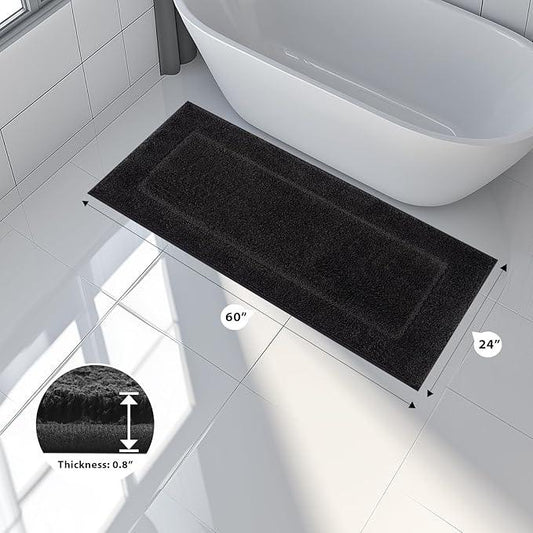 anllugs Bathroom Rugs 24" x 60", Non-Slip Extra Soft Absorbent Bath Rugs, Machine Washable Quick Dry Bath Mats for Bathroom Floor, Shower, Bathtub and Sink, Black - ModernBath