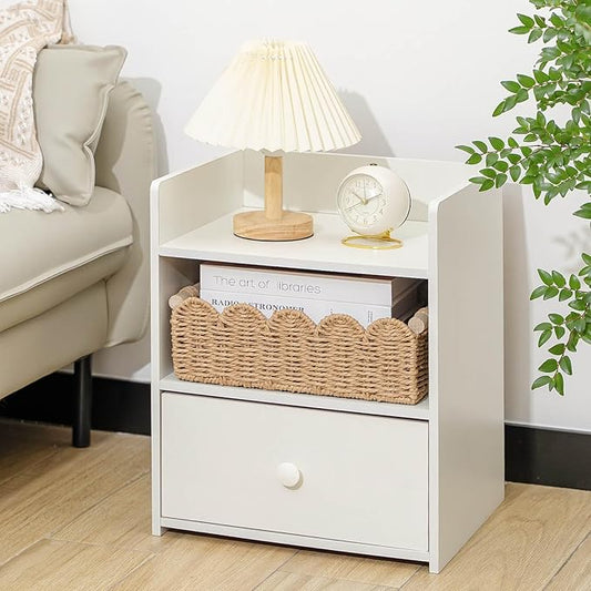 CubesLand Paper Rope Scalloped Edge Toilet Paper Storage Basket, Small Living Room, Bedroom Decor Baskets for Over Toilet Storage Shelf, End Table, Shelves and More, with 2 Wooden Handle, Neutral