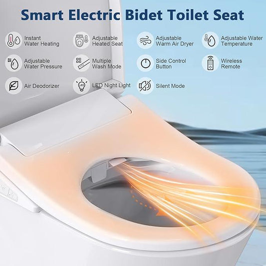 Electric Bidet Toilet Seat with Heated Seat, Endless Warm Water, Smart Bidet Toilet Seat Elongated, Separable Sittable Lid, Self-Clean Adjustable Nozzle | Wireless Remote | Quiet Operation - ModernBath