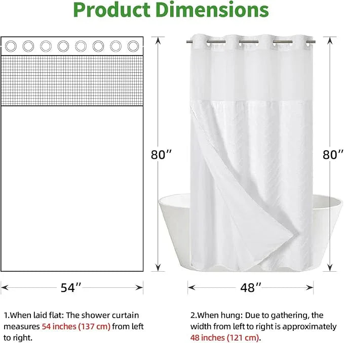 eachope No Hook Boho Farmhouse Shower Curtain with Snap-in Fabric Liner set-54Wx80H(78H),White Tufted Chevron Striped Hotel Grade Cloth Shower Curtains for Bathroom with Window,Water Repellent - ModernBath
