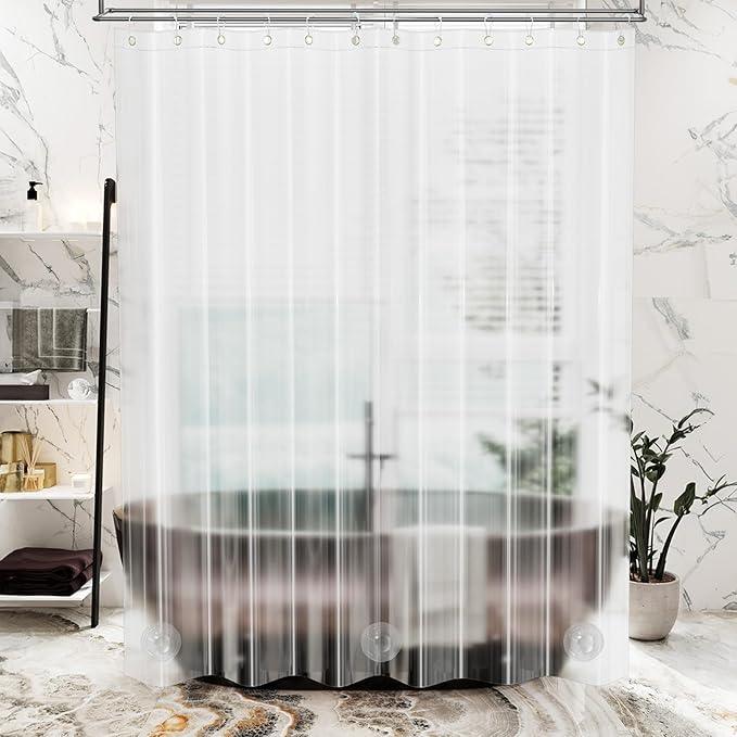 AmazerBath Stall Shower Curtain Plastic, Small Shower Curtain Clear 40 x 72, Stand Up Shower Curtain Thick PEVA, Heavy Duty Shower Curtain Stall Size with 2 Weighted Stones and 7 Grommet Holes - ModernBath