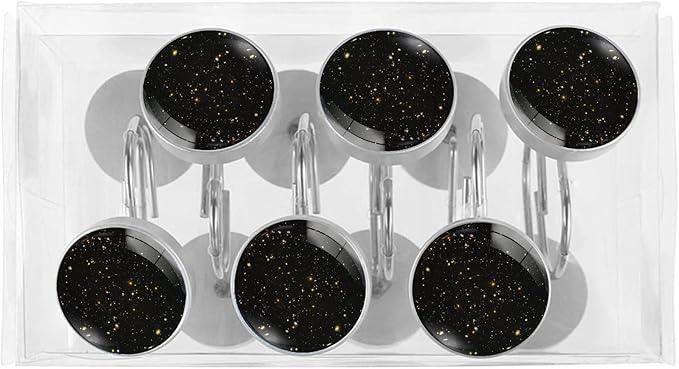 Universe Galaxy Shower Curtain Hooks Set of 12 Rustproof Metal Shower Hooks for Curtains Rods Shower Curtain Rings for Bathroom Living Room Bedroom Decor - ModernBath