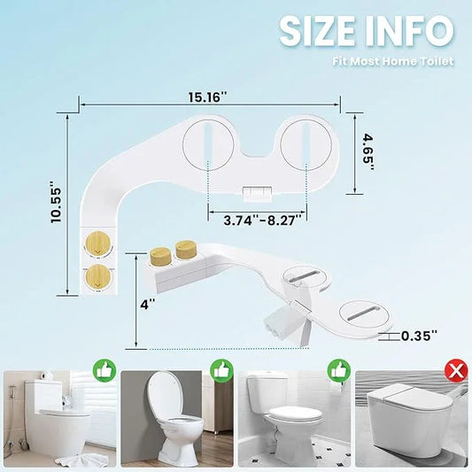 Terapaton Toilet Bidet With Left/Right Side Reversible Design, Fresh Water, Non-Electric, Toilet Bidet Attachment, Right/Left Hand Side with Dual Nozzle, Self-Clean, Easy to Install (Bamboo Knob) - ModernBath