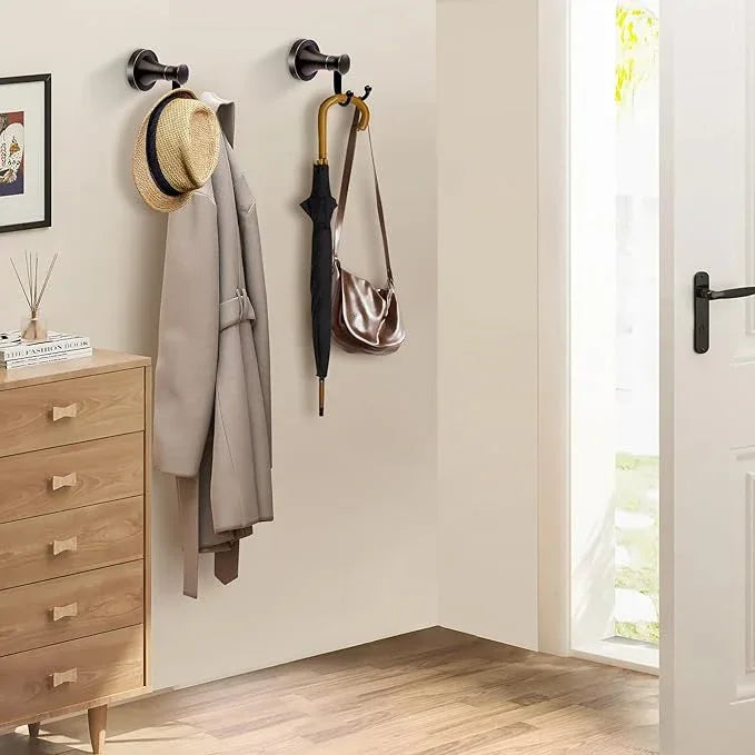 Oil Rubbed Bronze Bathroom Towel Hook, Bronze Bathroom Robe Hook, Heavy Duty Double Towel Hooks Bath Farmhouse Coat Clothes Hook Wall Mounted Rustic for Kitchen Washroom - ModernBath