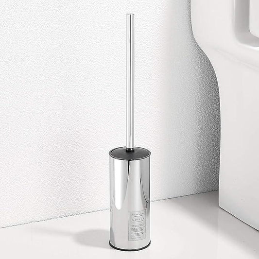 Freestanding Toilet Brush Holder for bathrooms 304 Stainless Steel Toilet Brush Stand Round Storage and Organization Rust Resistant 18-inch high Polished Chrome Finished - ModernBath