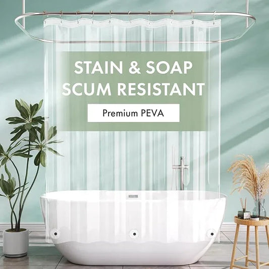 AmazerBath Camper Shower Curtain Liner 60x64, Clear Shower Curtain Liner, Waterproof Plastic Shower Liner, Cute Lightweight PEVA Shower Curtain with 3 Magnets and 10 Rustproof Metal Grommets - ModernBath