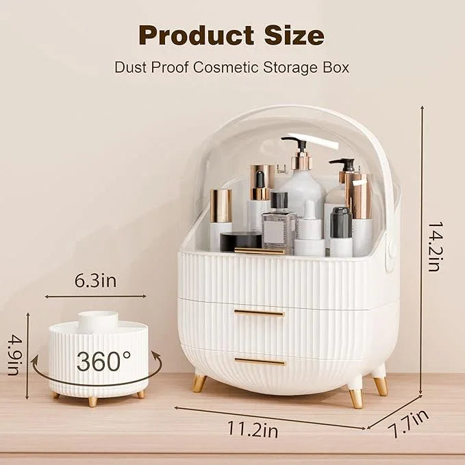 lurcns Makeup Organizers and Storage Make up Organizer for Vanity Cosmetics Skincare With Lid and Drawers Display Cases for Countertop Bathroom Women Teenager Girl Gifts(White+Brush Holder) - ModernBath