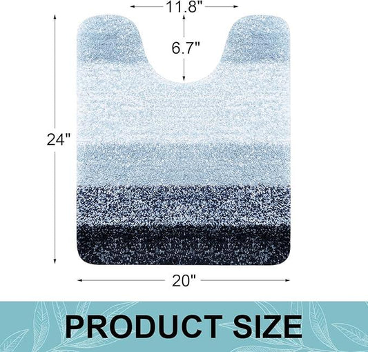 Arotive Microfiber Bathroom Rugs, Shaggy Soft and Absorbent Contour Toilet Rugs, Non-Slip, Thick Plush Machine Washable Dry Bath Mats for Toilet Base, 24x20, Dark Blue, U-Shape - ModernBath