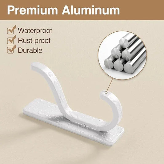 pickpiff Adhesive Wall Coat Hooks - Heavy Duty Stick-On Door Hanger, Metal Hook for Hanging Towel,Purse, Robe, Backpack, Jacket, Clothes - for Bathroom,Dorm, Closet, Kitchen - White, 6 Pack - ModernBath