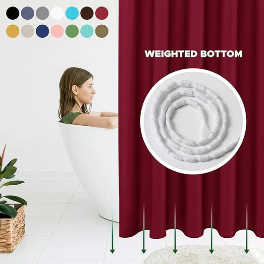 Biscaynebay Quality Fabric Shower Curtain Liners 72 Inch by 72 Inch, Burgundy Water Resistant Bathroom Curtains Rust Resistant Grommets & Weighted Bottom Hem Machine Washable - ModernBath