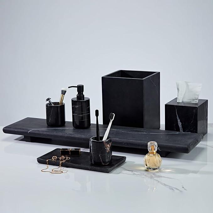 Elegant Black Marble Bath Essentials - Elevate Your Bathroom with Luxurious, Timeless Design,Marble Bath Accessories, Craftsmanship (Soap Pump) - ModernBath