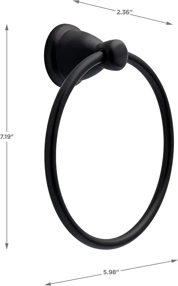 Franklin Brass Kinla 3-Piece Bathroom Set Matte Black 24" Towel Bar Rack, Toilet Paper Holder, Ring KIN3PC-MB - ModernBath