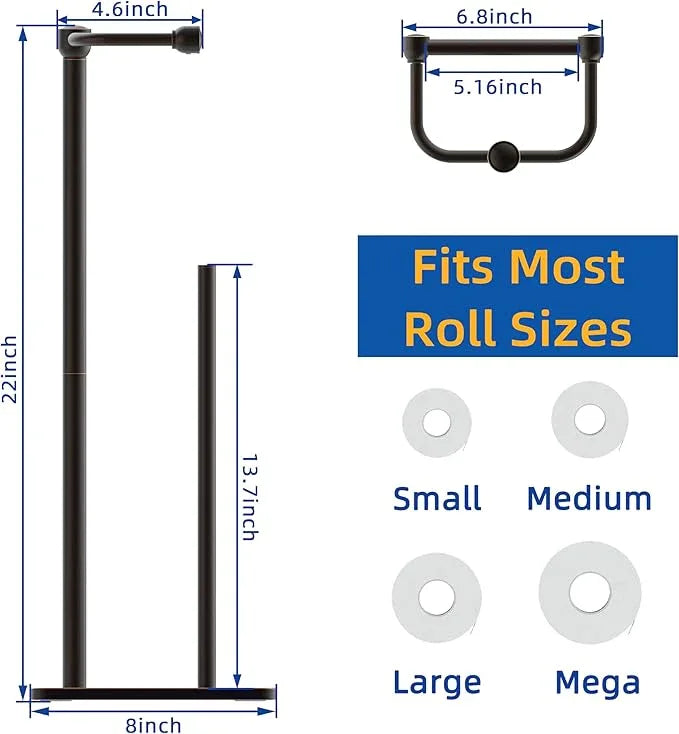RUACQ Toilet Paper Holder Stand, Bathroom Toilet Paper roll Holder Free Standing with Storage for 4 Rolls, Post Pivoting Design, Stable Weighted Base, SUS304 Stainless Steel (Oil Rubbed Bronze) - ModernBath