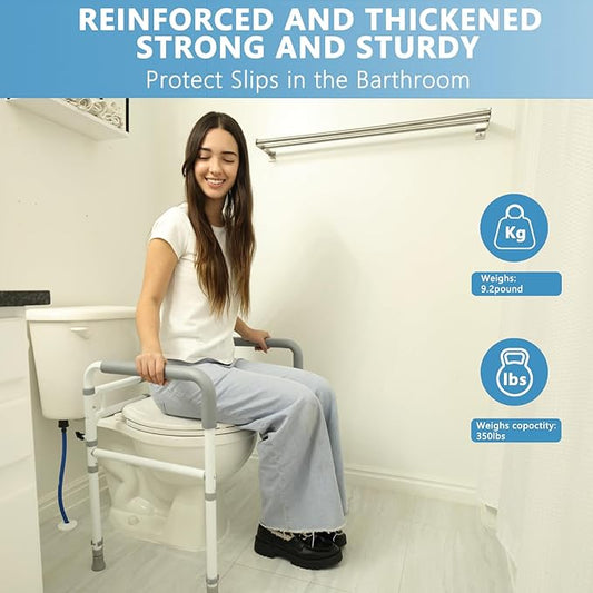 WeHwupe Toilet Rails - Toilet Safety Rail for Elderly Adults - Adjustable Bathroom Toilet Handles - Toilet Safety Frame & Rails - Toilet Grab Bars for Senior, Handicap & Disabled,Fits Most Toilets