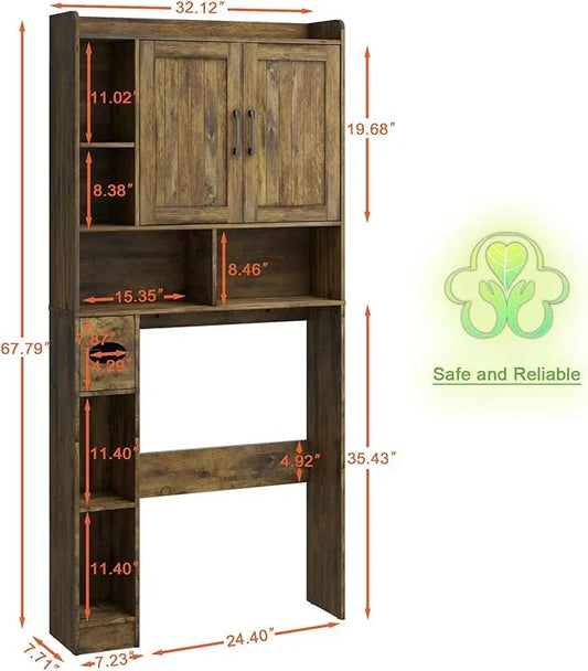 Vabches Over The Toilet Storage Cabinet, Farmhouse Storage Cabinet Over Toilet with Barn Door,Home Space-Saving Toilet Rack for Bathroom, Restroom and Laundry - ModernBath