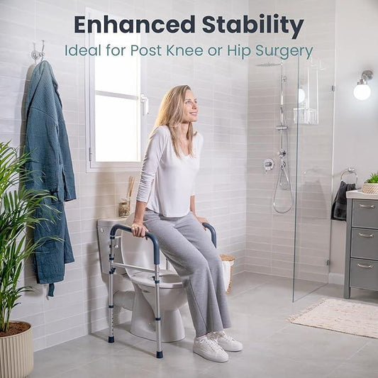 PELEGON Toilet Safety Rails (350 lb) - Adjustable Toilet Safety Frame & Rails, Toilet Safety Rail for Elderly Adults, Toilet Handles for Seniors, Toilet Bars for Elderly, Disabled & Handicap - Grey - ModernBath