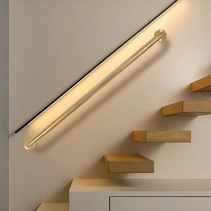 Rackickyer Shower Grab Bar, 2 Pack 39.4 Inch Gold Bathroom Grab Bar, 1.25" Diameter 304 Stainless Steel Anti-Slip Grab Bars for Bathtubs and Showers, Handicap Shower Grab Bar for Seniors Elderly