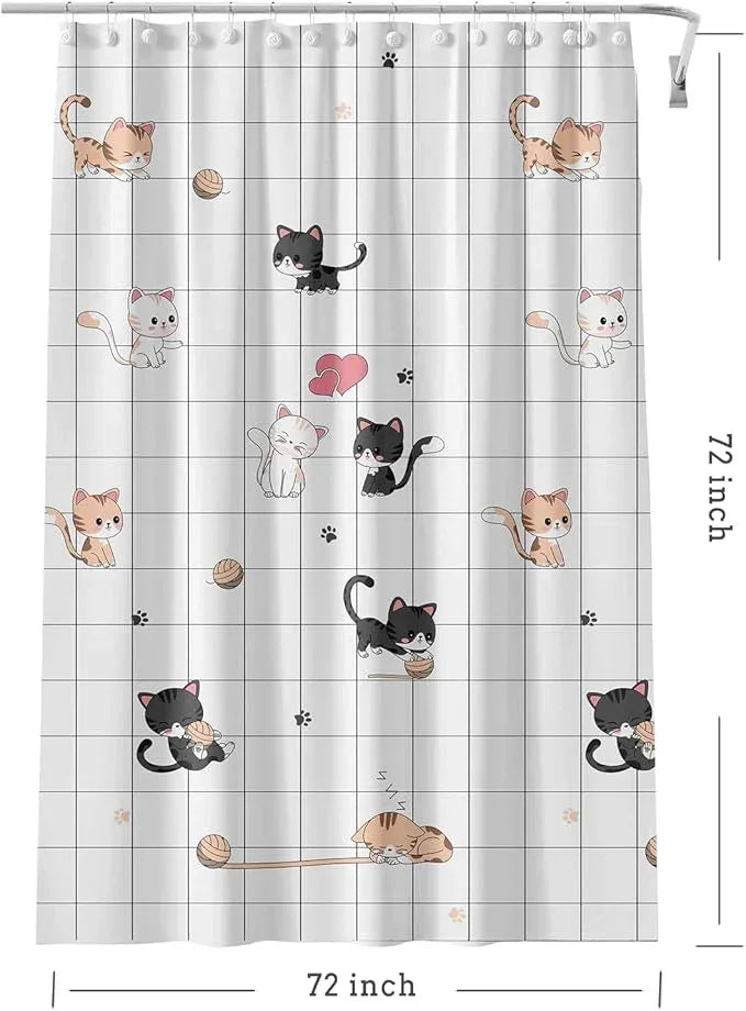 TIKABC Shower Curtain Liner, 4G PEVA Shower Liner, Plastic Waterproof Shower Curtains, with Grommet Holes and 3 Magnetic Weights(Little Cat) - ModernBath