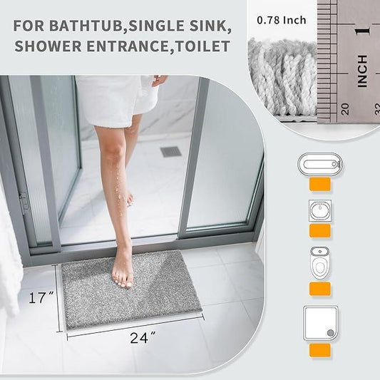 Yimobra Bathroom Rugs Non Slip Washable Ultra Soft Absorbent Microfiber Bath Mat, Dual-Tone Decor Rug with Rubber Backing for Bathroom Floor, Tub and Shower,24x17,Home Essentials,Grey and White - ModernBath