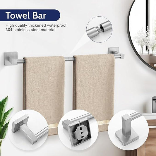 5-Piece Bathroom Hardware Set Brushed Nickel Bathroom Hardware Accessories Set Upgraded Toilet Paper Holder with Shelf Towel Holder Set for Bathroom Stainless Steel Wall Mounted - ModernBath