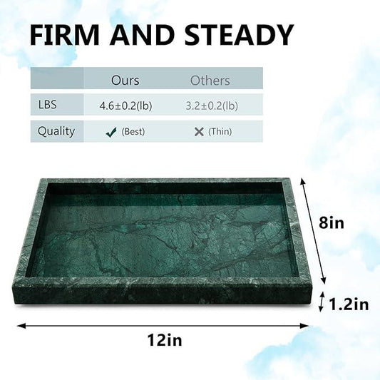 Zilukar Real Natural Marble Tray for Bathroom, Vanity, Kitchen and Desktop, Rectangle Genuine Marble Stone Tray for Jewelry, Cosmetics, Candles, Lotion, Perfume and Home Decor - ModernBath