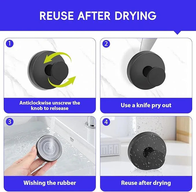 Suction Cup Hooks for Shower, Bathroom,Glass Windows,Tile – Towel, Loofah, No-Drill Wreath Hanger for Front Door Waterproof Hook Hold,Black 4packs - ModernBath