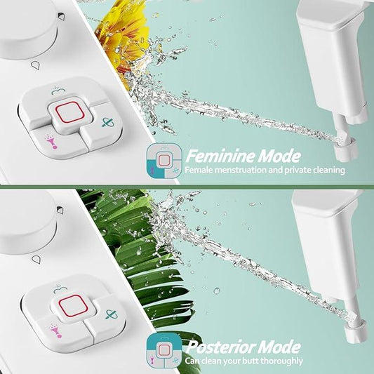 SAMODRA Bidet Attachment, Non-Electric Cold Water Bidet Toilet Seat Attachment with Pressure Controls, Retractable Self-Cleaning Dual Nozzles for Frontal & Rear Wash - White - ModernBath