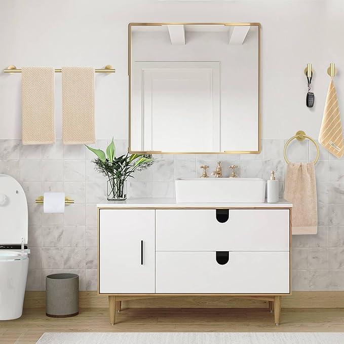 10 Pieces Brushed Gold Bathroom Hardware Towel Bar Set for Bathroom Wall, 23.6Inch Bathroom Accessories Set Upgraded Bathroom Towel Holder, Stainless Steel Towel Racks Bathroom Wall Mounted - ModernBath