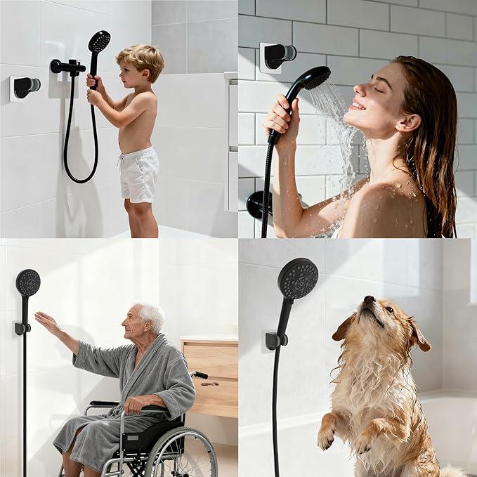 Hibbent Showerhead Holder, Strong Adhesive and Waterproof Handheld Shower Holder and Bracket, Height Adjustable Shower Wand Holder, Wall Mount, No Drilling, Oil Rubbed Bronze - ModernBath