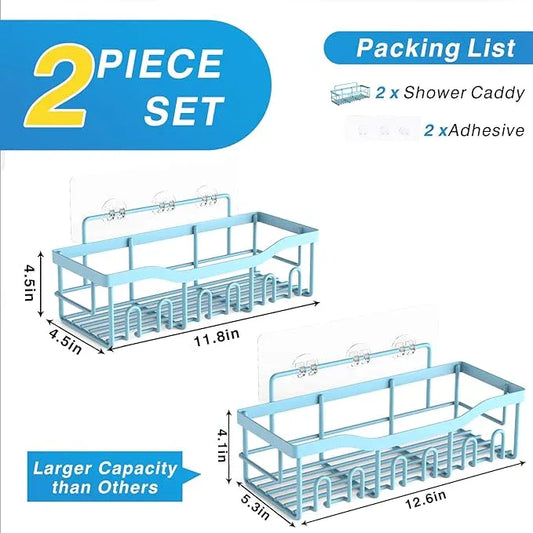EUDELE Shower Caddy 2 Pack, Adhesive Shower Organizer for Home Decor & Kitchen Organizers, No Drilling, Rustproof Stainless Steel Bathroom Shelves - ModernBath