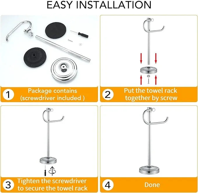 BESy 17 Inch Polished Chrome Stand Towel Bar Hanger Hand Towel Bar Bathroom Vanity Countertop Towel Holder Free Standing Stainless Steel Towel Ring Hardware Accessories Towel Rack - ModernBath