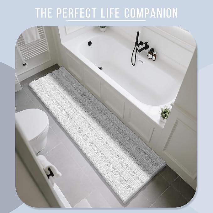 Yimobra Bathroom Runner Rug, 70 x 24, Long Bathroom Rugs Large Bath Mat, Soft Super Absorbent and Thick, Non-Slip, Machine Washable, Carpets for Home, Nursery, Bed and Living Room, White - ModernBath