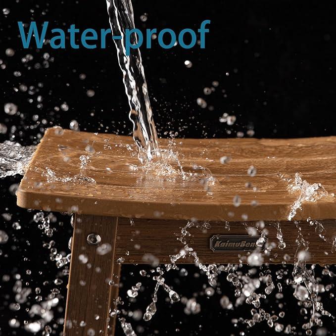 HDPS Shower Bench Seat for Inside, Waterproof Poly Lumber Shower Stool for Shaving Legs, Bathroom Foot Rest with Storage Shelf, Plastic Bath Chair Seat for with Adjustable Feet, No Maintenance, Brown - ModernBath