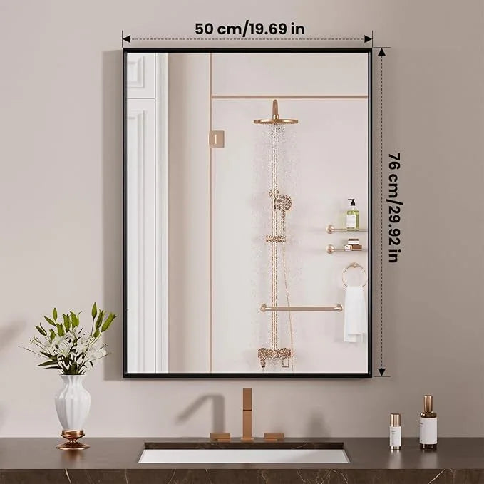LOAAO Black Bathroom Mirror 20"X30" for Wall, Rectangle Bathroom Vanity Mirror, Hangs Vertically or Horizontally, Easy to Install, Modern Design - ModernBath