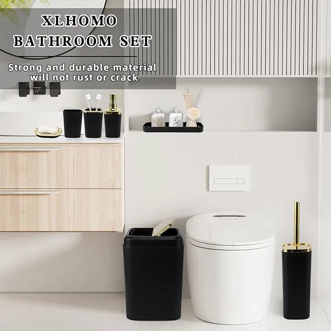 XLHOMO Bathroom Accessories Set - 26PCS Black Bathroom Set, Bathroom Accessory Set with Shower Curtain and Rugs and Bathtub Mats for Home - ModernBath