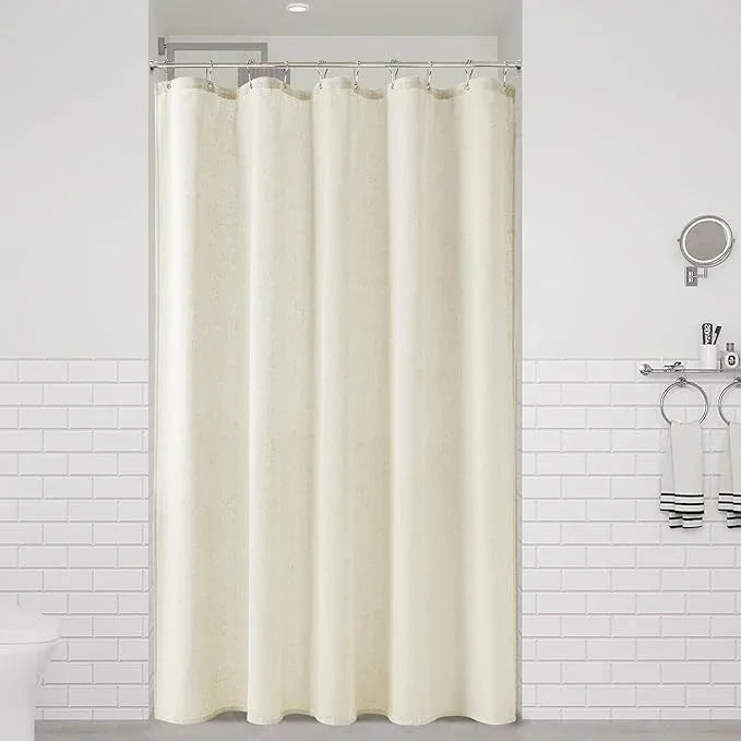 Naturoom Ivory Linen Shower Curtain, Cloth Textured Fabric Shower Curtain Set with Hooks, Simple Elegant Modern Farmhouse Country Ultra Thick Bath Curtains for Bathroom,Water Repellent,54x78 - ModernBath