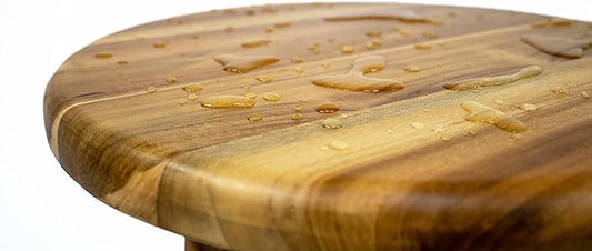 EcoDecors Shoji 17.5 Inch Round Table Waterproof Teak Wood Shower Bench Stool Seat Chair for Inside Shower Provides Safety, Storage, and Organization for Bathroom Accessories