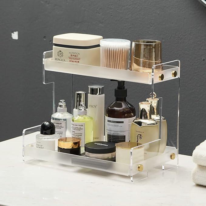 FFK Bathroom Organizer Countertop, 2 Tier Bathroom Counter Organizer Kitchen Spice Rack Cosmetic Organizer,Countertop Storage for Bathroom, Kitchen, Living Room, Bedroom, Dressing Table - ModernBath