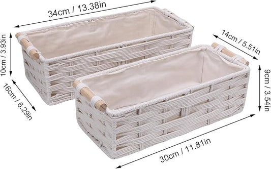 2pcs Storage Basket,Bohemian Decorative Basket,Boho Decor Woven Decorative Toilet Paper with Handles for Home Decor Bedroom Living Room Entryway