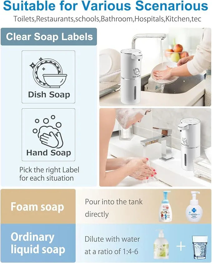 Gotofine Automatic Foaming Soap Dispenser, 4-Level Adjustable Foam, Wall Mount, USB Rechargeable, 12.8oz/380ml, Touchless Hand & Dish Soap Dispenser for Bathroom, Kitchen, Hotel, Restaurant - ModernBath