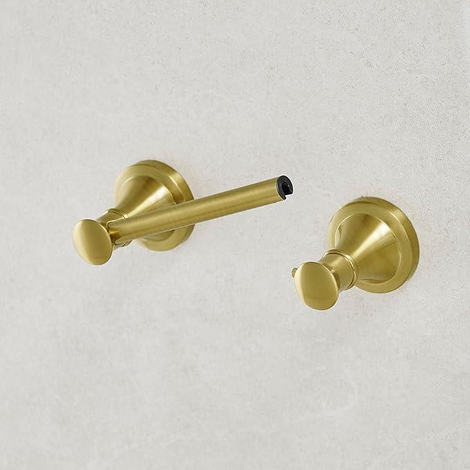 RUMOSE Toilet Paper Roll Holder Bathroom Flexible Pivoting Tissue Handle on Wall Mounted Brushed Gold Rustproof Toilet Tissue Roll Holder,Stainless Steel - ModernBath
