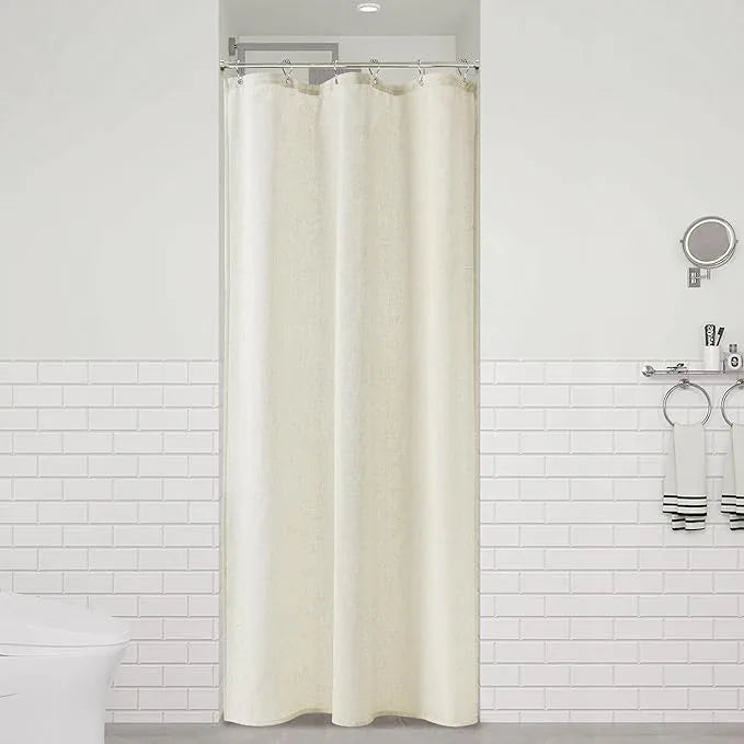 Naturoom Ivory Linen Shower Curtain, Cloth Textured Fabric Shower Curtain Set with Hooks, Simple Elegant Modern Farmhouse Country Ultra Thick Bath Curtains for Bathroom,Water Repellent,36x72 - ModernBath