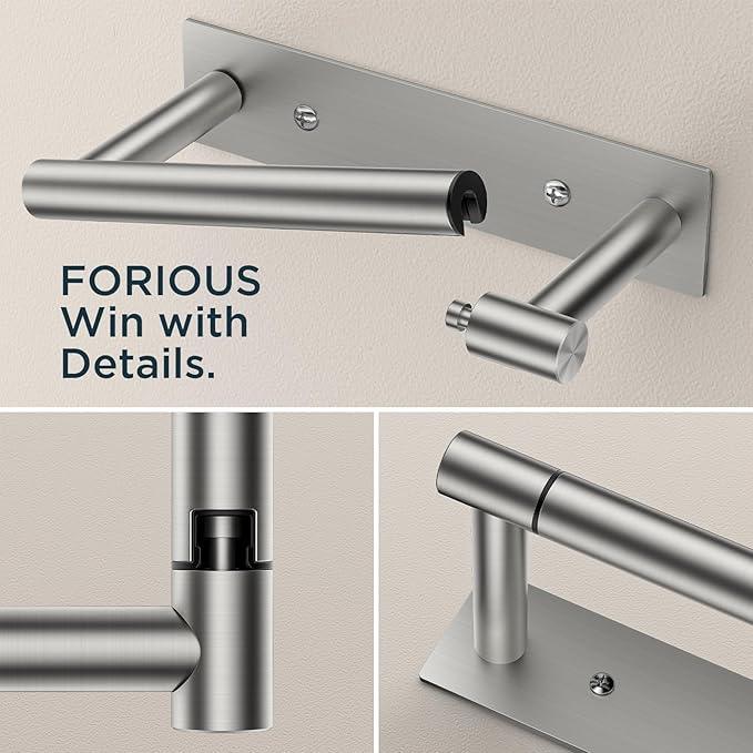 FORIOUS Adhesive Toilet Paper Holder Brushed Nickel, Self Adhesive or Wall Mounted Options, Stainless Steel Rustproof Stick on no Drilling Pivoting Toilet Tissue Roll Holder,2 Pack Stainless Steel - ModernBath