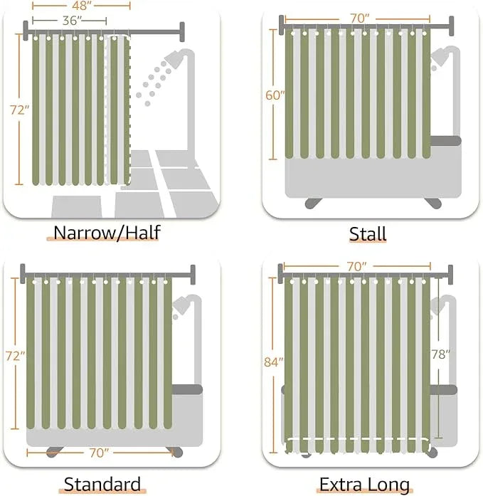 jinchan Ombre Forest Green Striped Shower Curtain Waterproof Fabric Bathroom Decor Minimalist Design Modern Neutral Gradual Color Water Resistant with 12 Metal Hooks 70x60 Inches - ModernBath