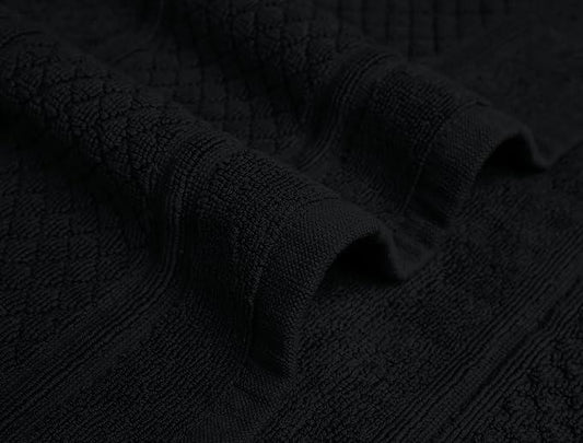 Avalon Towels Black Bath Mat - 100% Cotton Set of 2 Absorbent Bathmat - Bathroom Mats Quick Dry Bath Mats for Bathrooms (22x34 Inches) - ModernBath