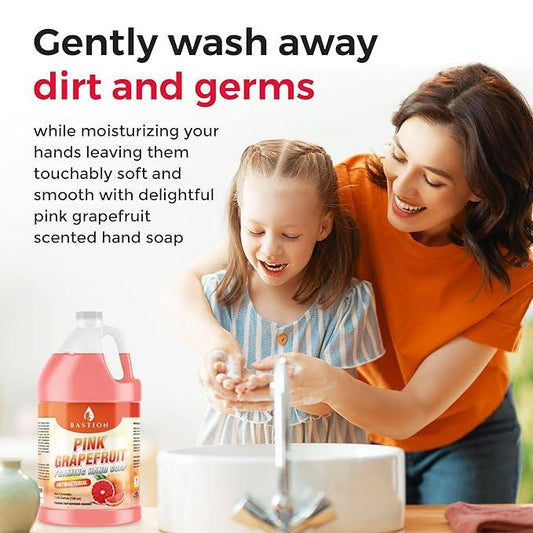 Bastion Pink Grapefruit Foaming Antibacterial Hand Soap Refill 1 Gallon (128 oz) Refreshing Pink Grapefruit Scent Bulk Hand Soap-Made In The USA. - ModernBath