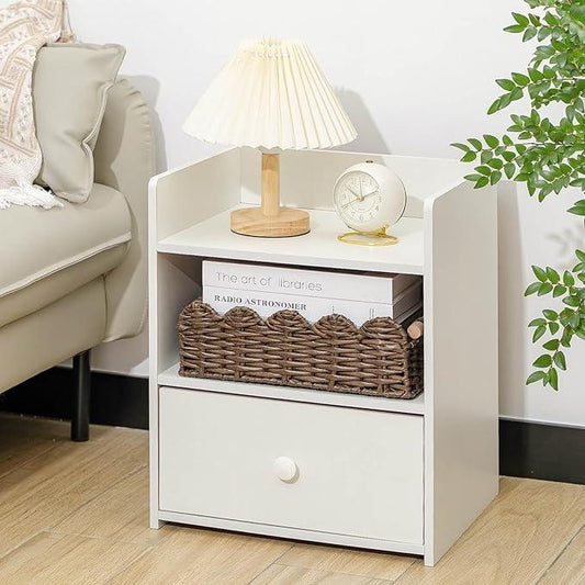 CubesLand PP Wicker Scalloped Edge Floating Shelves Baskets Set 2, Toilet Basket for Over Toilet Storage Shelf, Ending Table, Nightstand Organizing and Home Décor, Rattan Basket Come with Wood Handle - ModernBath