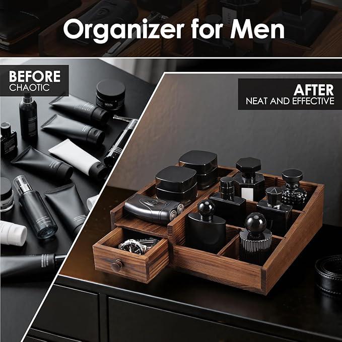 Organizer For Men,Bathroom Countertop Organizers,Perfume Organizer,Cologne Organizers,Bathroom Storage,Perfume Stand,Gifs For Men,Mens Valentines Day Gifts,Adjustable Partition(Bourbon Brown) - ModernBath